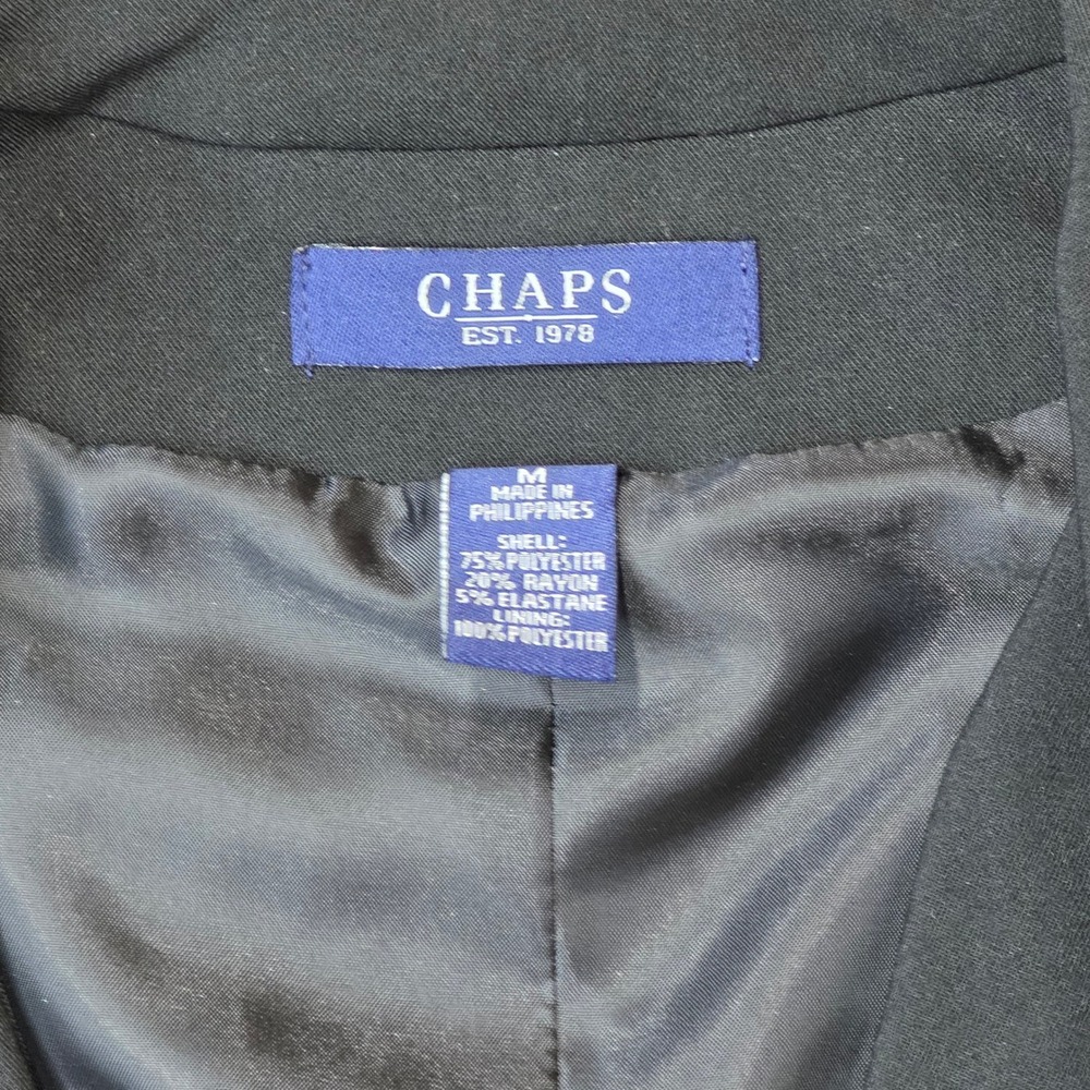 Chaps Womens Black Ruffle Collar Vest Silver Crest Buttons Size Med Stretch
451 - Picture 2 of 4